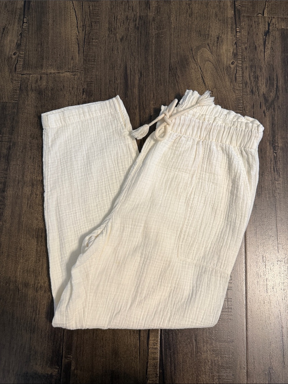 Madewell Ivory Gauze Drawstring Coverup Pants